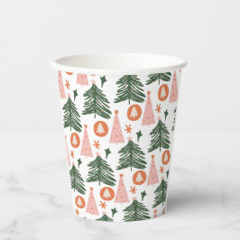 Boho Green Pink Oranje kerstbomen Papieren Bekers