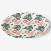 Boho Green Pink Oranje kerstbomen Papieren Bordje (Gekanteld)