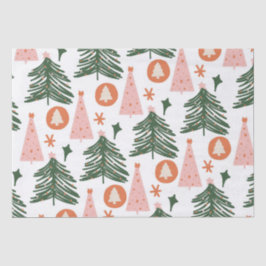 Boho Green Pink Oranje kerstbomen Tissuepapier