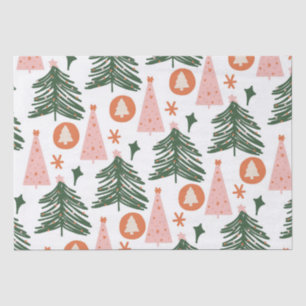 Boho Green Pink Oranje kerstbomen Tissuepapier