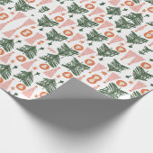 Boho Green Pink Oranje Rustic kerstbomen Cadeaupapier (Hoek)