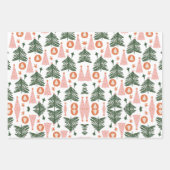Boho Green Pink Oranje Rustic kerstbomen Inpakpapier Vel (Voorkant 2)