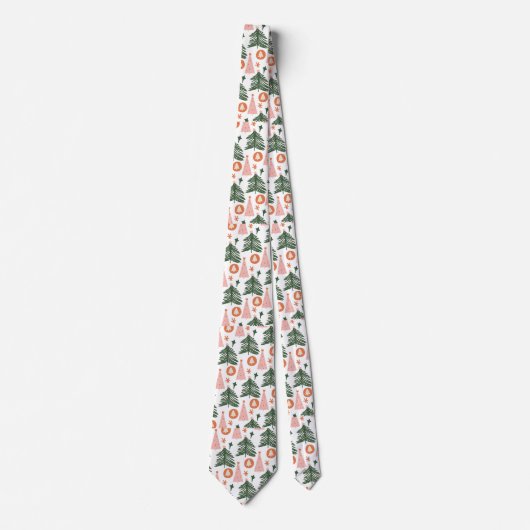 Boho Green Pink Oranje Rustic kerstbomen Mannen Stropdas (Voorkant)