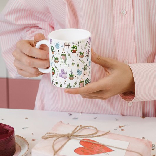 Boho Green Potted Plant Pattern Coffee Mok