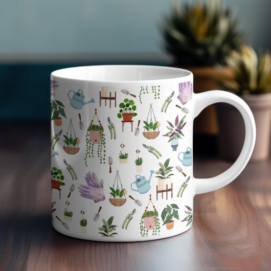 Boho Green Potted Plant Pattern Coffee Mok