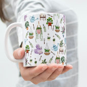 Boho Green Potted Plant Pattern Coffee Mok