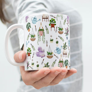 Boho Green Potted Plant Pattern Coffee Mok
