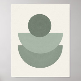 Boho Green Sage Mid Century Art Print