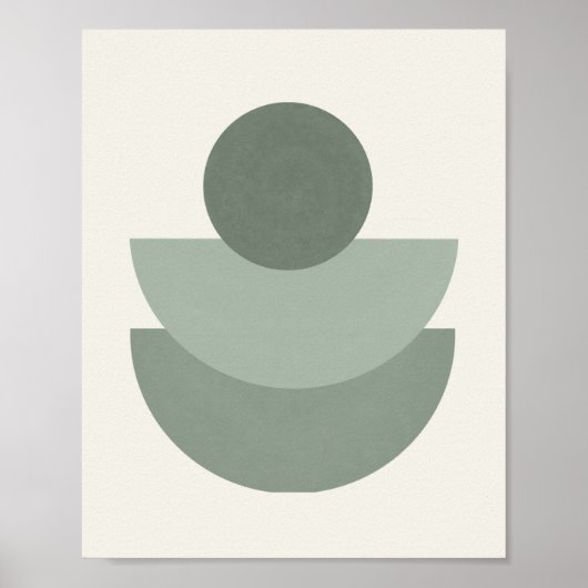 Boho Green Sage Mid Century Art Print (Voorkant)