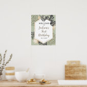 Boho Green Sage Wild Een Verjaardag Welkomstbord Poster (Keuken)
