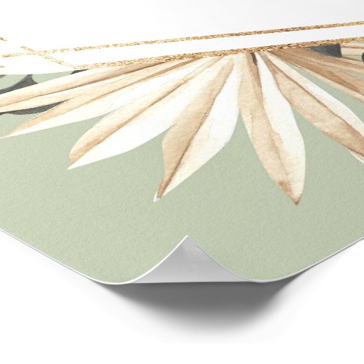 Boho Green Sage Wild Een Verjaardag Welkomstbord Poster (Hoek)