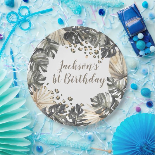 Boho Green Sage Wild Een Verjaardagspapier Bord (Feest)