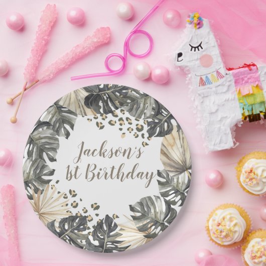 Boho Green Sage Wild Een Verjaardagspapier Bord (Feest)