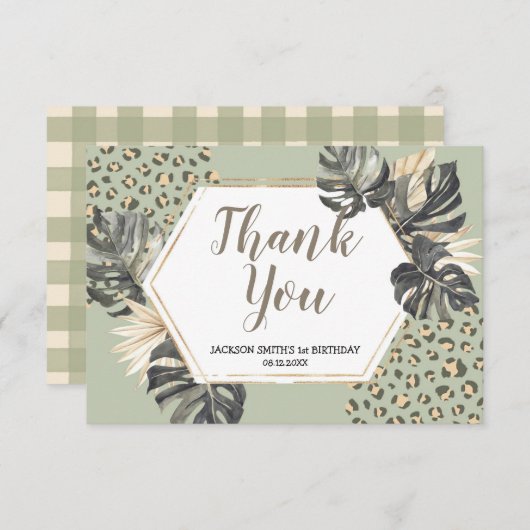 Boho Green Sage Wild One bedankje Bedankkaart (Voorkant / Achterkant)