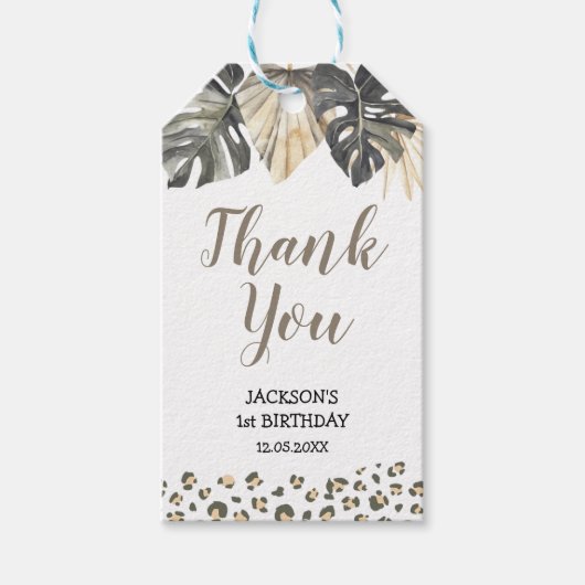 Boho Green Sage Wild One Dank u Label Cadeaulabel (Voorkant)