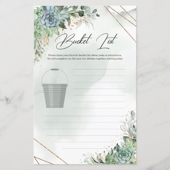 Boho green succulents eucalyptus gold Bucket List (Voorkant)