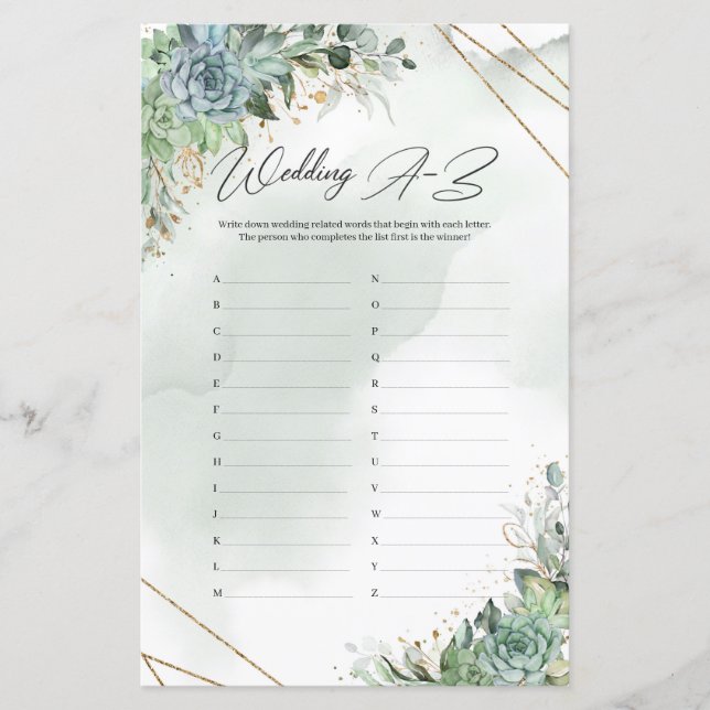 Boho green succulents eucalyptus gold Wedding A-Z (Voorkant)