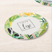 Boho Green  Tropical Leafy Foliage Botanical Logo Ronde Kartonnen Onderzetter (Gebogen)