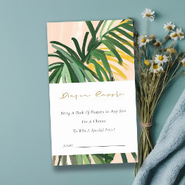 Boho Green Tropical Palm Luier Raffle Baby shower Informatiekaartje