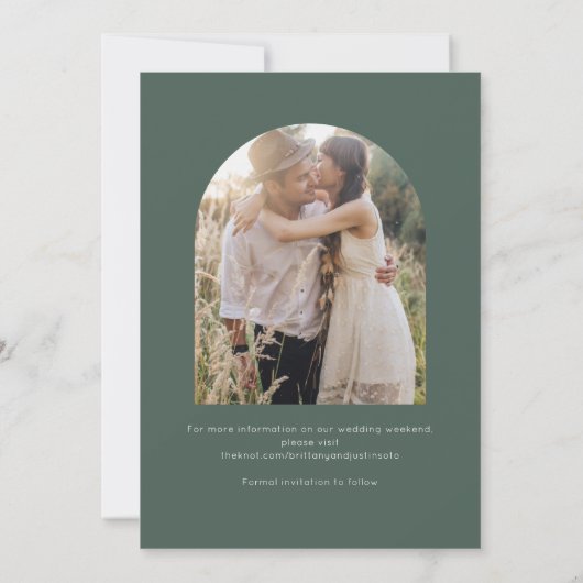 Boho Green Two Photo Wedding Save The Date (Achterkant)