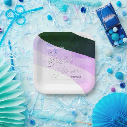 Boho Green Violet Shaded Streams Aangepast Papieren Bordje (Feest)