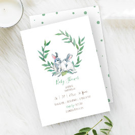 Boho Green Waterverf Bunny Baby shower Kaart