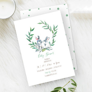 Boho Green Waterverf Bunny Baby shower Kaart