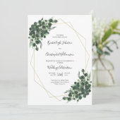 Boho Green Waterverf Eucalyptus Geometric Wedding Kaart (Staand voorkant)
