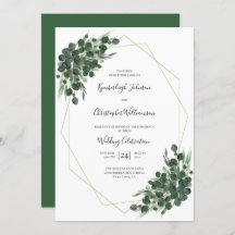 Boho Green Waterverf Eucalyptus Geometric Wedding
