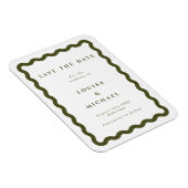 Boho Green Wavy Lijst Wedding Save the Date Magnet Magneet (Rechterzijde)