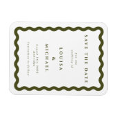 Boho Green Wavy Lijst Wedding Save the Date Magnet Magneet (Horizontaal)