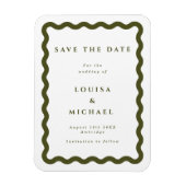 Boho Green Wavy Lijst Wedding Save the Date Magnet Magneet (Verticaal)