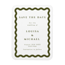 Boho Green Wavy Lijst Wedding Save the Date Magnet
