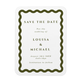 Boho Green Wavy Lijst Wedding Save the Date Magnet Magneet