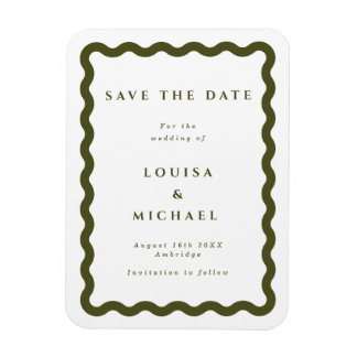 Boho Green Wavy Lijst Wedding Save the Date Magnet Magneet