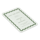 Boho Green Wavy Lijst Wedding Save the Date Magnet Magneet (Rechterzijde)