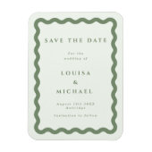 Boho Green Wavy Lijst Wedding Save the Date Magnet Magneet (Verticaal)