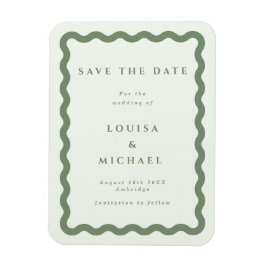 Boho Green Wavy Lijst Wedding Save the Date Magnet Magneet