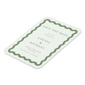 Boho Green Wavy Lijst Wedding Save the Date Magnet Magneet (Linkerzijde)