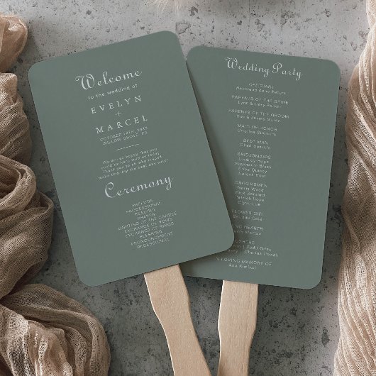Boho Green Wedding Programme Handwaaier