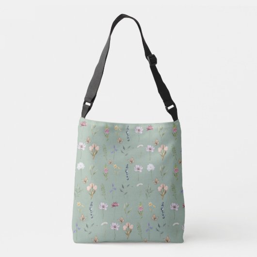 Boho Green Wildflower Canvas tas (Achterkant)