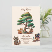 Boho Green Woodland Animals Baby shower Kaart (Staand voorkant)