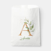 Boho greenery and gold foliage A monogram Bedankzakje (Voorkant)