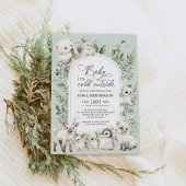Boho Greenery Arctic Animals Winter Baby shower Kaart