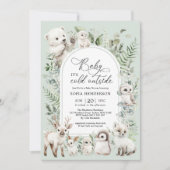 Boho Greenery Arctic Animals Winter Baby shower Kaart (Voorkant)