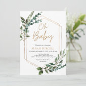 Boho Greenery Baby shower Invitation Kaart (Staand voorkant)