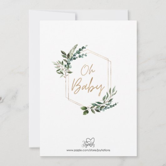 Boho Greenery Baby shower Invitation Kaart (Achterkant)