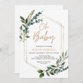 Boho Greenery Baby shower Invitation Kaart (Voorkant / Achterkant)