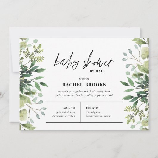 Boho Greenery Baby shower per post Kaart (Voorkant)