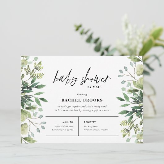 Boho Greenery Baby shower per post Kaart (Staand voorkant)